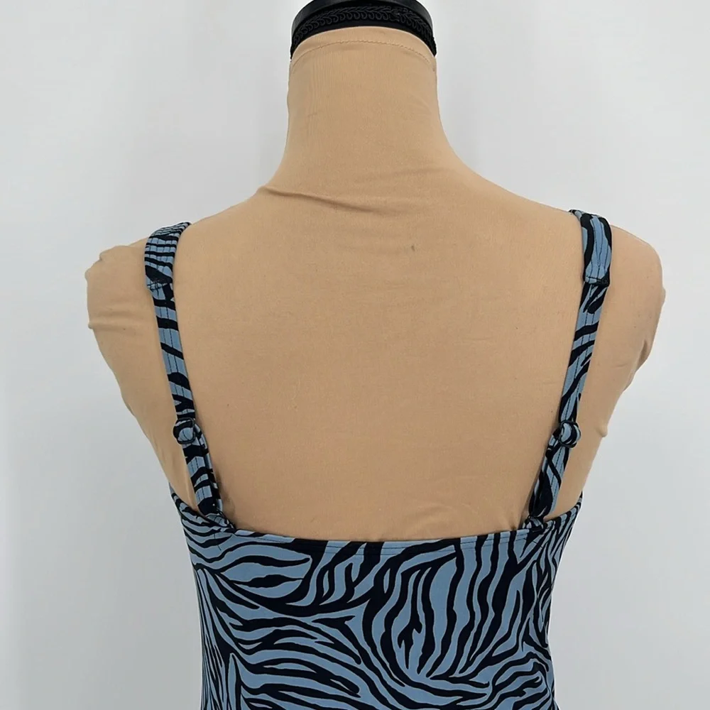 Bond eye Australia blue zebra print ruched one piece summer beach swimsuit sz 8 - Picture 5 of 7